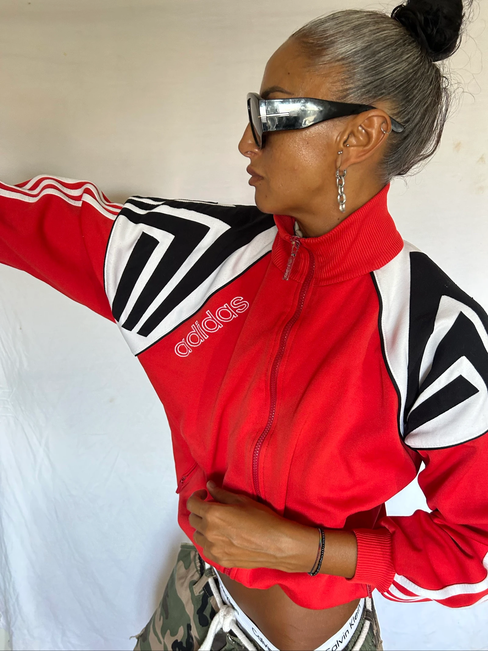 Chaqueta/chaleco - adidas / bordado - cuello alto / top - vintage - Y2K - oversize – photo 15